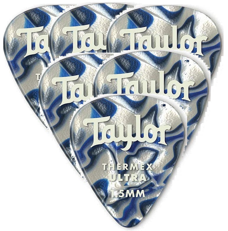 Taylor Picks - Premium 351 Thermex Ultra, tourbillon bleu, 1,5 mm, lot de 6