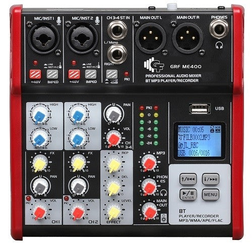GF ME400FX BT MP3 4 Channel Mixer with Effect, Bluetooth, MP3 & Recording Function