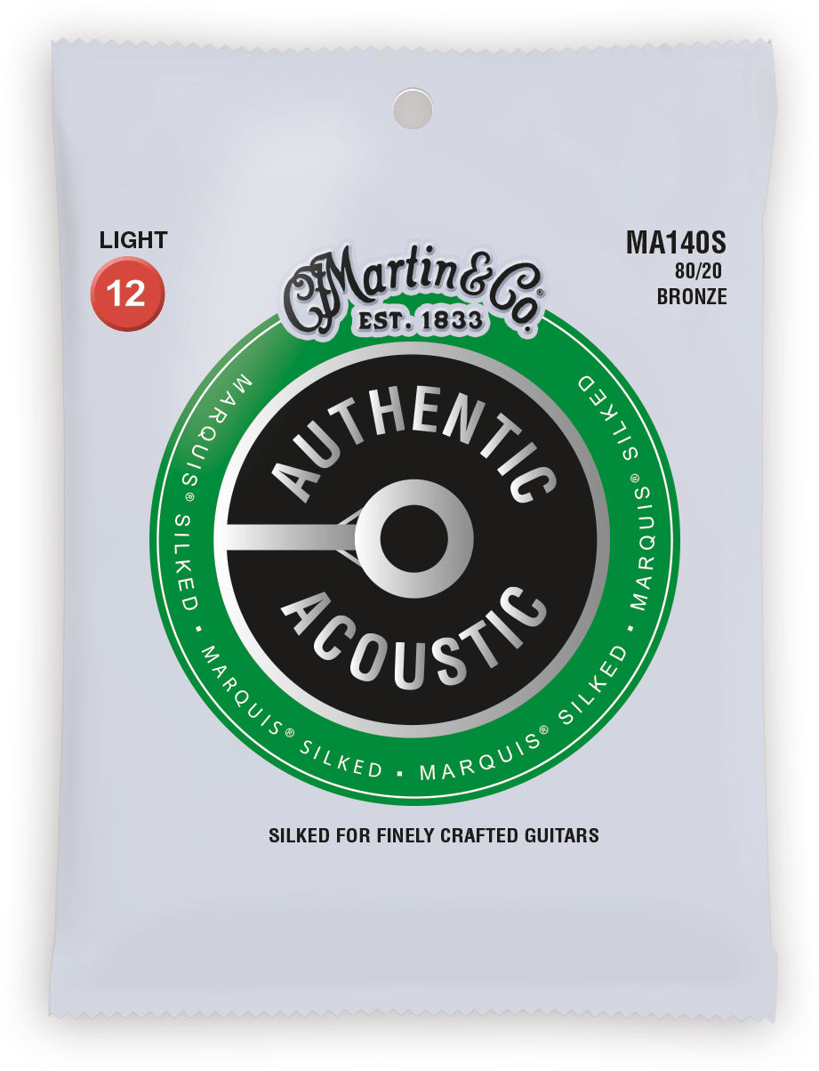 MARTIN MA140S LIGHT 12 - 54 BRONZE 80/20 AUTHENTIC ACOUSTIC MARQUIS® SILKED GUITAR STRINGS
