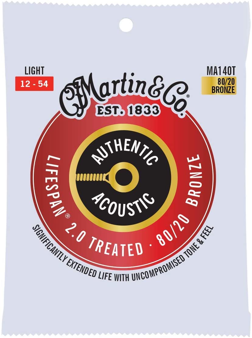 MARTIN MA140T LIGHT 12 - 54 BRONZE 80/20 AUTHENTIC ACOUSTIC LIFESPAN® 2.0 GUITAR STRINGS