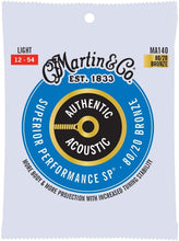 Load image into Gallery viewer, MARTIN MA140 LIGHT 12 - 54 BRONZE 80/20 AUTHENTIC ACOUSTIC SUPERIOR PERFORMANCE SP® GUITAR STRINGS
