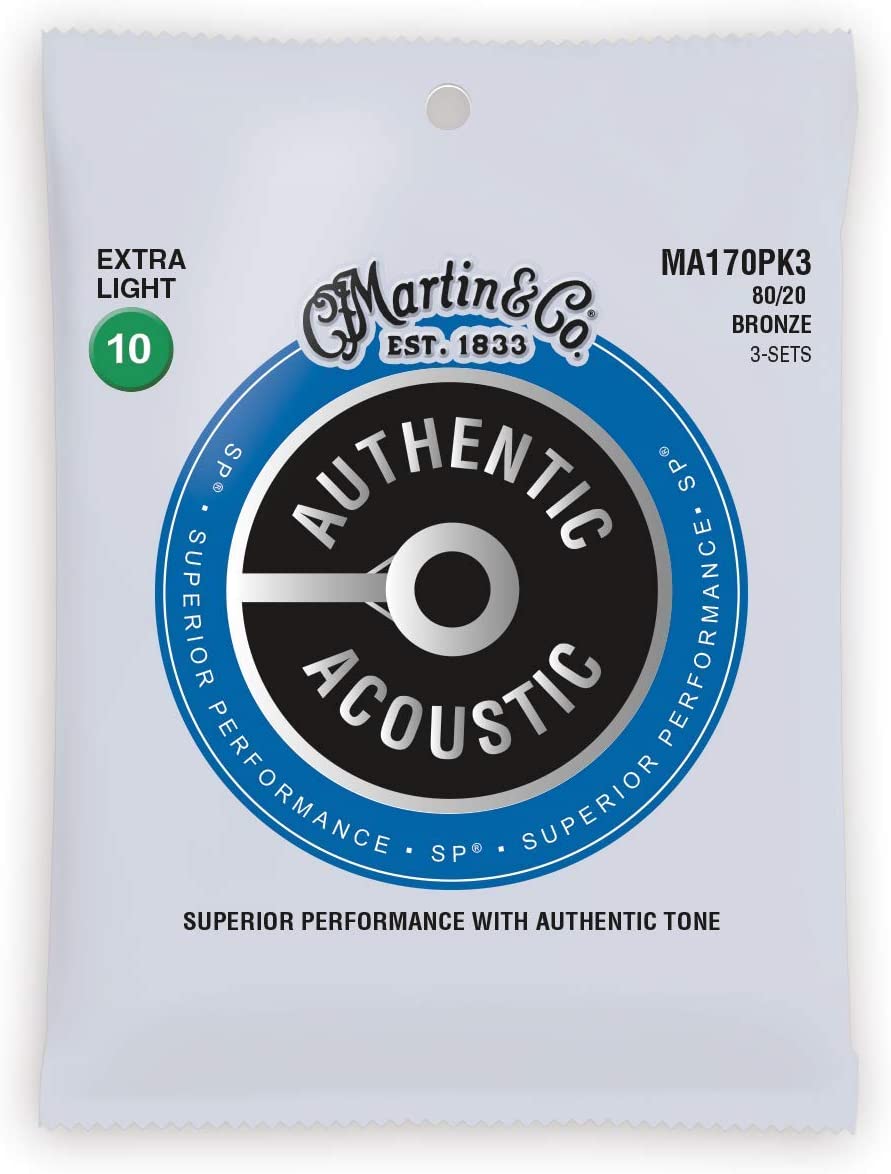 MARTIN MA170PK3LIGHT PACK DE 3 CORDES GUITARE AUTHENTIC ACOUSTIC SP® BRONZE PHOSPHORE