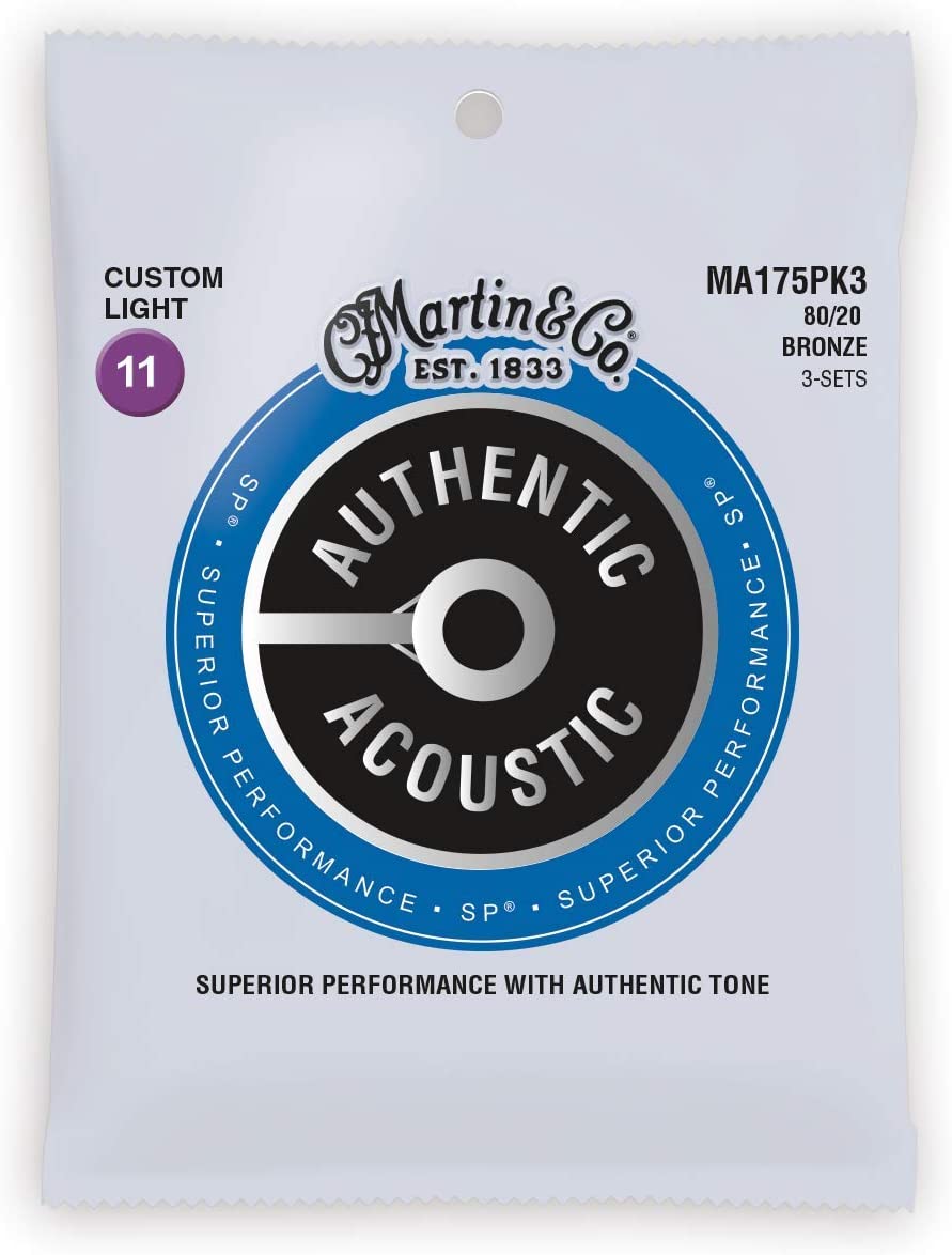 MARTIN MA175PK3 CUSTOM LIGHT 3 PACK AUTHENTIC ACOUSTIC SP® GUITAR STRINGS PHOSPHOR BRONZE