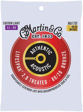 Load image into Gallery viewer, MARTIN MA175T CUSTOM LIGHT 11 - 52 BRONZE 80/20 AUTHENTIC ACOUSTIC LIFESPAN® 2.0 GUITAR STRINGS
