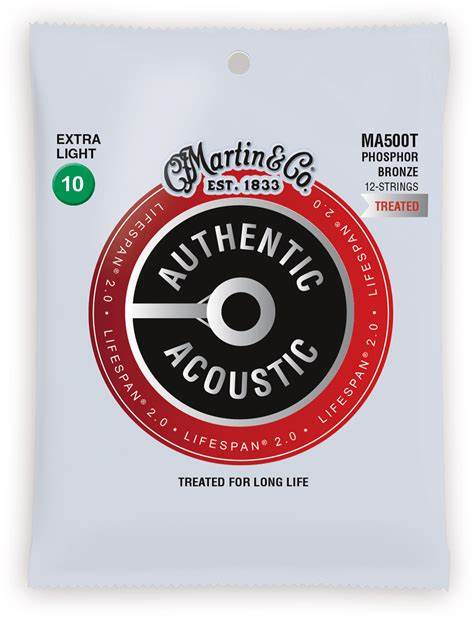 MARTIN MA500T EXTRA LIGHT 10 - 47 PHOSPHOR BRONZE AUTHENTIC ACOUSTIC LIFESPAN® 2.0 GUITAR STRINGS0