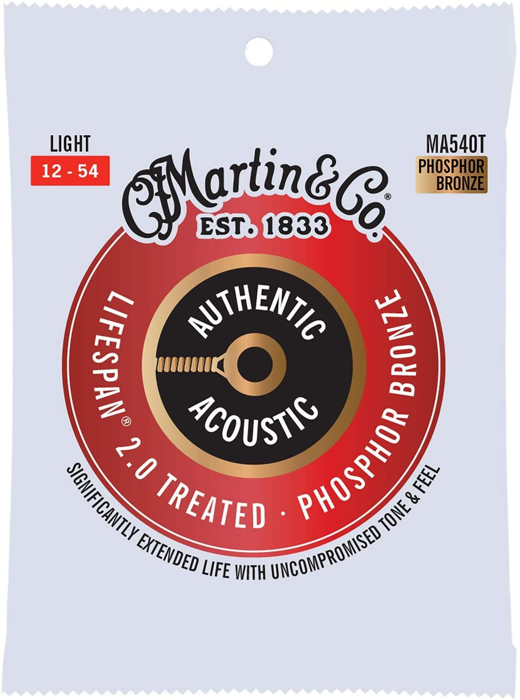 MARTIN MA540T LIGHT 12 - 54 BRONZE PHOSPHORE CORDES DE GUITARE AUTHENTIC ACOUSTIC LIFESPAN® 2.0