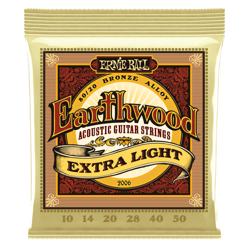 ERNIE BALL 2006 EARTHWOOD EXTRA LIGHT 80/20 BRONZE ACOUSTIC GUITAR STRINGS - 10-50 GAUGE-(6633904570562)