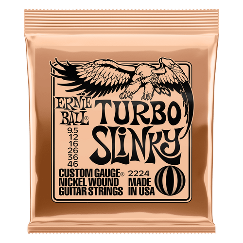 ERNIE BALL 2224 TURBO SLINKY NICKEL WOUND ELECTRIC GUITAR STRINGS 9.5 - 46 GAUGE-(6631428620482)