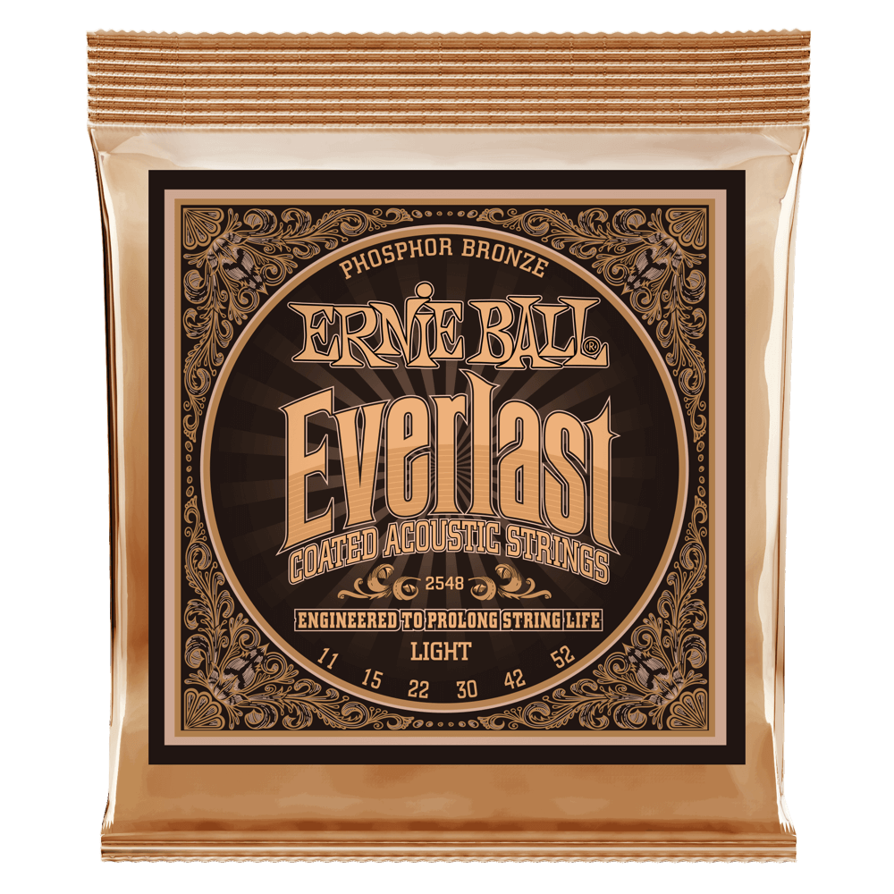 ERNIE BALL 2548 EVERLAST LIGHT COATED PHOSPHOR BRONZE ACOUSTIC GUITAR STRINGS - 11-52 GAUGE-(6635122589890)