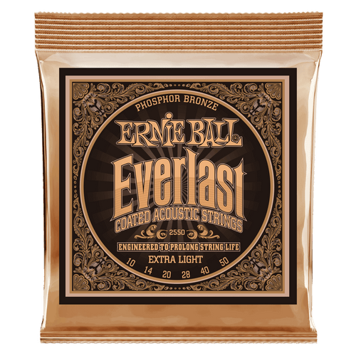 ERNIE BALL 2550 EVERLAST EXTRA LIGHT COATED PHOSPHOR BRONZE ACOUSTIC GUITAR STRINGS - 10-50 GAUGE-(6635127341250)