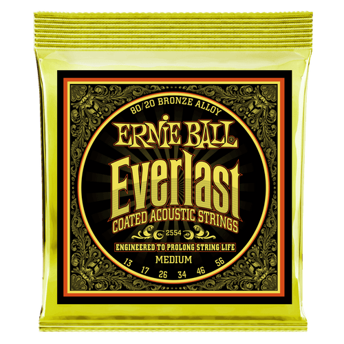 ERNIE BALL 2554 EVERLAST MEDIUM COATED 80/20 BRONZE ACOUSTIC GUITAR STRINGS - 13-56 GAUGE-(6635029889218)