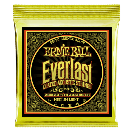 ERNIE BALL 2556 EVERLAST MEDIUM LIGHT COATED 80/20 BRONZE ACOUSTIC GUITAR STRINGS - 12-54 GAUGE-(6635011276994)