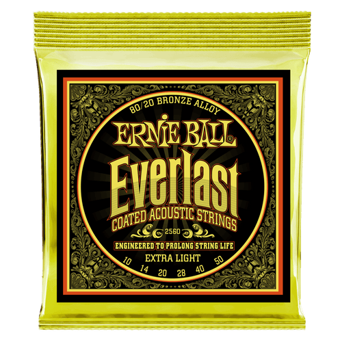 ERNIE BALL 2560 EVERLAST EXTRA LIGHT COATED 80/20 BRONZE ACOUSTIC - 10-50 GAUGE-(6635025563842)