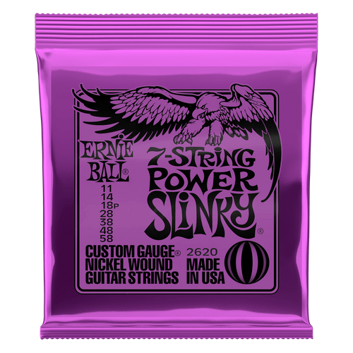 ERNIE BALL POWER SLINKY 2620 7-STRING NICKEL WOUND ELECTRIC GUITAR STRINGS - 11-58 GAUGE-(6924018581698)