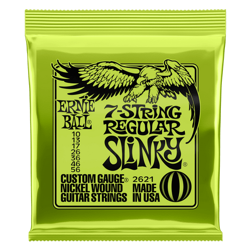 ERNIE BALL REGULAR SLINKY 2621 7-STRING NICKEL WOUND ELECTRIC GUITAR STRINGS - 10-56 GAUGE-(6924702712002)