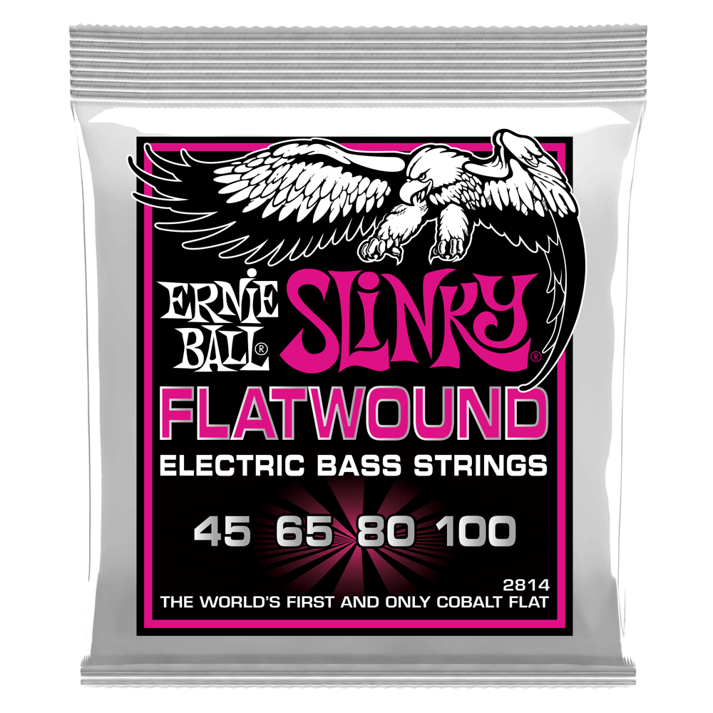 Ernie Ball 2814 Super Slinky FLATWOUND ELECTRIC BASS STRINGS - 45-100 GAUGE-(7506747064575)