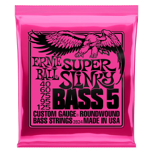 ERNIE BALL 2824 SUPER SLINKY 5-STRING NICKEL WOUND ELECTRIC BASS STRINGS - 40-125 GAUGE-(6637167870146)