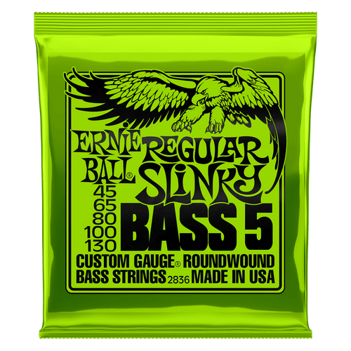 ERNIE BALL 2836 REGULAR SLINKY 5-STRING NICKEL WOUND ELECTRIC BASS STRINGS - 45-130 GAUGE-(6637174358210)