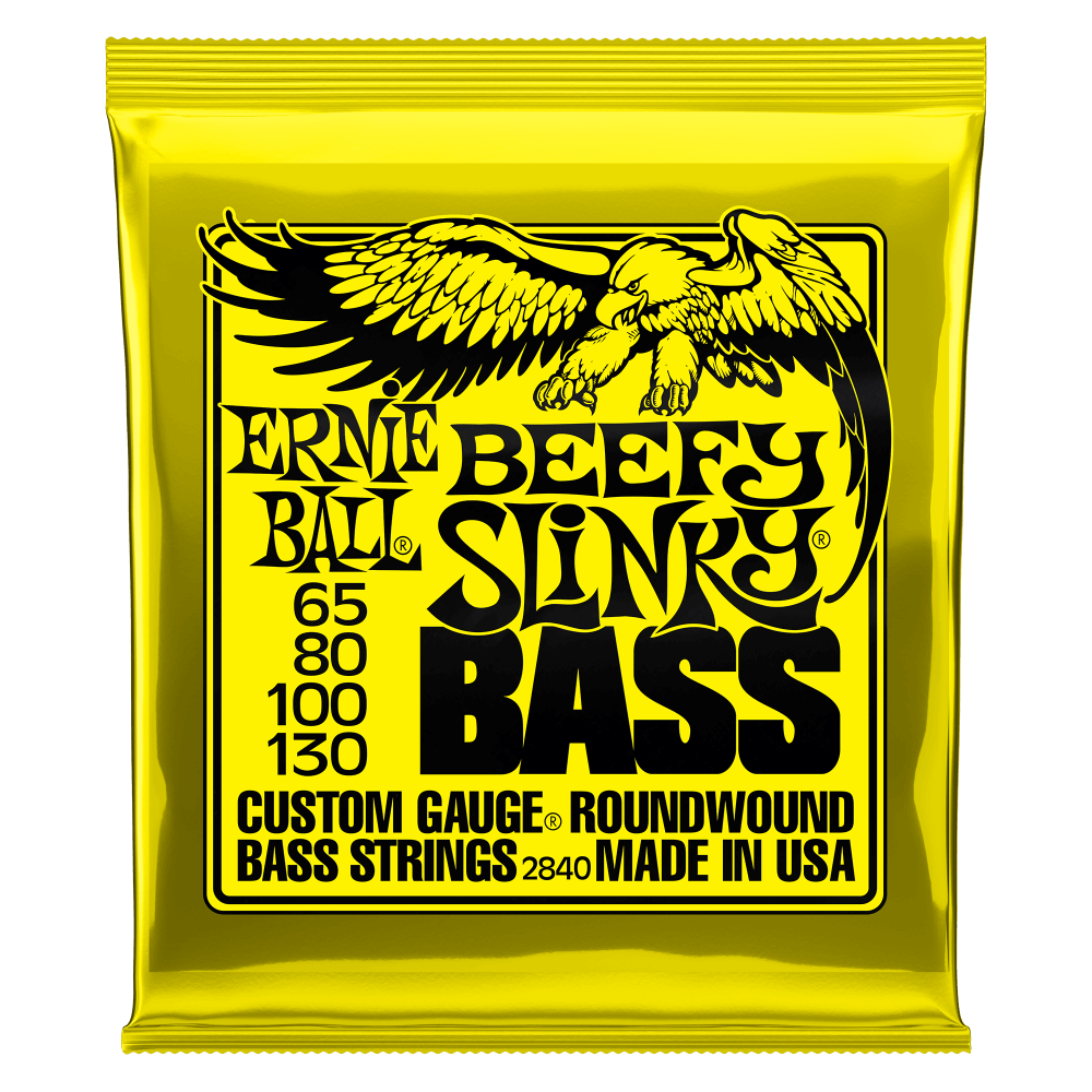 ERNIE BALL 2840 BEEFY SLINKY NICKEL WOUND ELECTRIC BASS STRINGS - 65-130 GAUGE-(6636868468930)