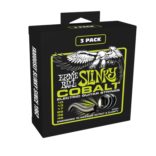 ERNIE BALL 3721 REGULAR SLINKY COBALT ELECTRIC GUITAR STRINGS 3 PACK - 10-46 GAUGE-(6633388835010)