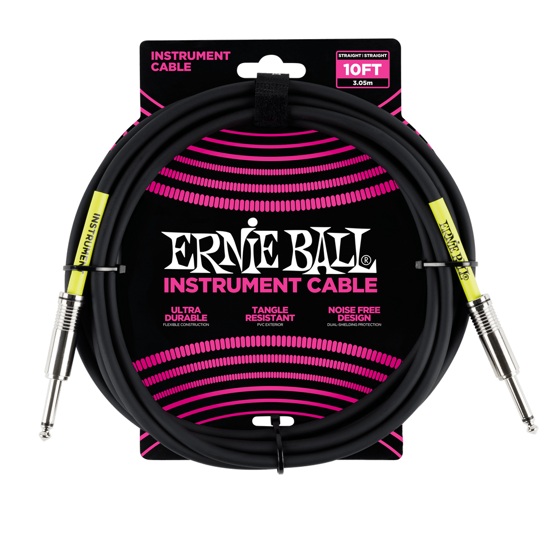 ERNIE BALL 6048 10' STRAIGHT / STRAIGHT INSTRUMENT CABLE - BLACK
