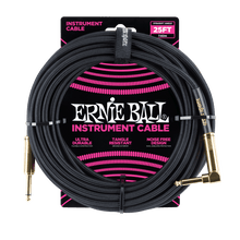 Load image into Gallery viewer, ERNIE BALL 25&#39; BRAIDED STRAIGHT / ANGLE INSTRUMENT CABLE - BLACK P06058-(6704907026626)
