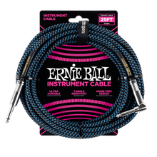 Load image into Gallery viewer, ERNIE BALL 25&#39; BRAIDED STRAIGHT / ANGLE INSTRUMENT CABLE - BLACK / BLUE P06060-(6710048915650)
