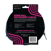 Load image into Gallery viewer, ERNIE BALL 25&#39; BRAIDED STRAIGHT / ANGLE INSTRUMENT CABLE - BLACK / BLUE P06060-(6710048915650)
