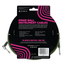 Load image into Gallery viewer, ERNIE BALL 25&#39; BRAIDED STRAIGHT / ANGLE INSTRUMENT CABLE - BLACK / GREEN P06066
