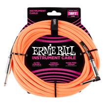 Load image into Gallery viewer, ERNIE BALL 18&#39; BRAIDED STRAIGHT / ANGLE INSTRUMENT CABLE - NEON ORANGE P06084

