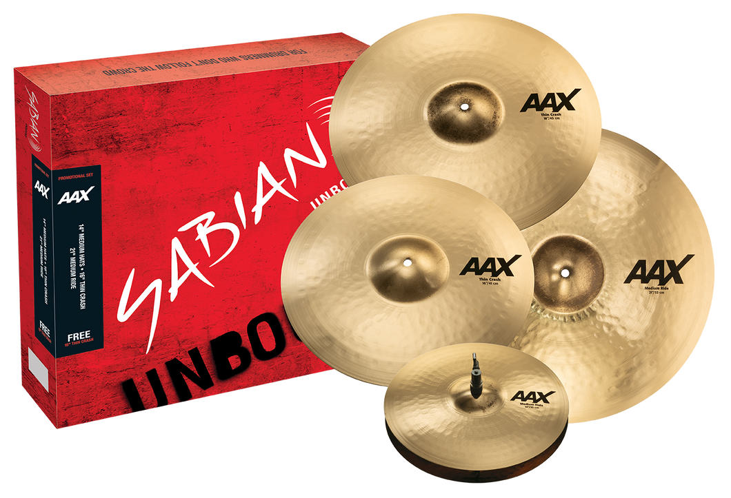 SABIAN 25005XCPB AAX Promotional Set Cymbal Package 4-Pack Brilliant Finish Made In Canada