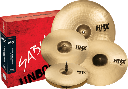 SABIAN 15005XTMB HHX Performance Set cymbals with brilliant finish and red packaging