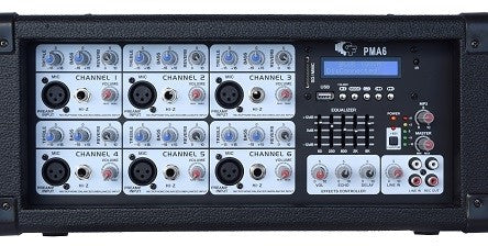 GF PMA6 6 Channel Powered Mixer 500 Watts with Effects & Bluetooth