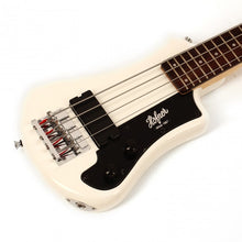 Load image into Gallery viewer, Hofner HOF-HCT-SHB-WH-O Shorty Electric Travel Bass Guitar - White - with Gig Bag
